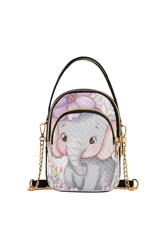 Chain Crossbody Bags for Women Elephant Flower Shoulder Handbag Phone Purse