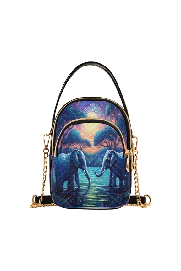 Chain Crossbody Bags for Women Elephants in Forest Shoulder Handbag Phone Purse