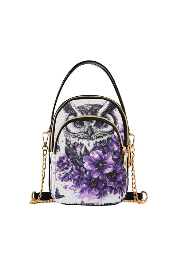 Chain Crossbody Bags for Women Flowers Owl Shoulder Handbag Phone Purse