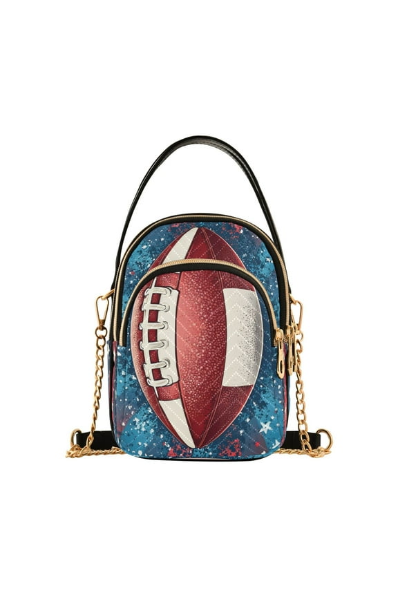 Chain Crossbody Bags for Women Football on Flag Shoulder Handbag Phone Purse