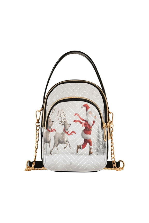 Chain Crossbody Bags for Women Funny Santa Claus Reindeer Shoulder Handbag Phone Purse