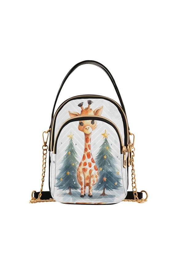 Chain Crossbody Bags for Women Giraffe with Christmas Tree Shoulder Handbag Phone Purse