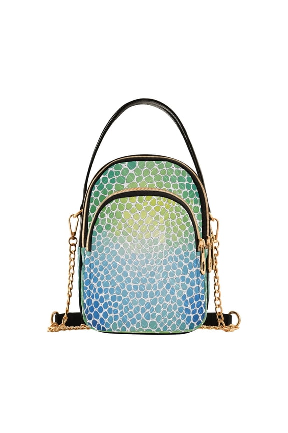 Chain Crossbody Bags for Women Gradient Green and Blue Shoulder Handbag Phone Purse