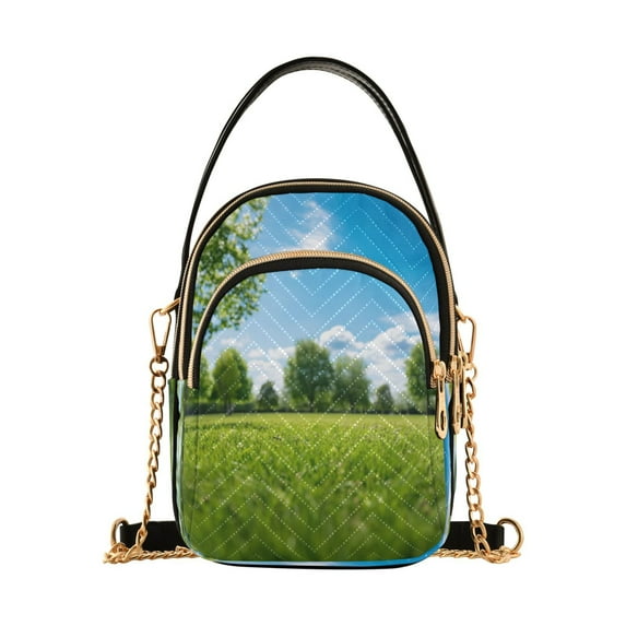 ALAZA Chain Crossbody Bags for Women Grass Green Shoulder Handbag Phone Purse