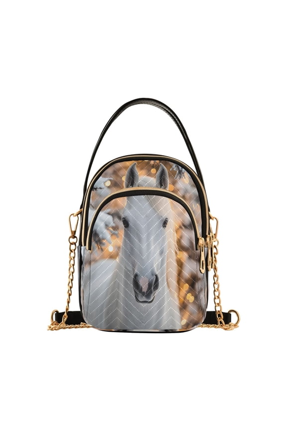 Chain Crossbody Bags for Women Horse in Winter Shoulder Handbag Phone Purse