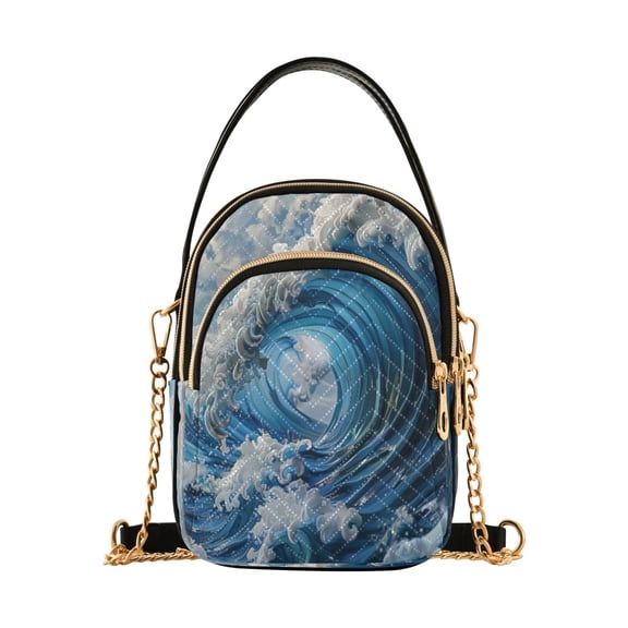 ALAZA Chain Crossbody Bags for Women Japanese Wave Shoulder Handbag Phone Purse