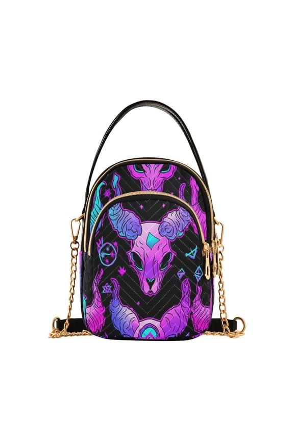 Chain Crossbody Bags for Women Magic Devil Print Shoulder Handbag Phone Purse