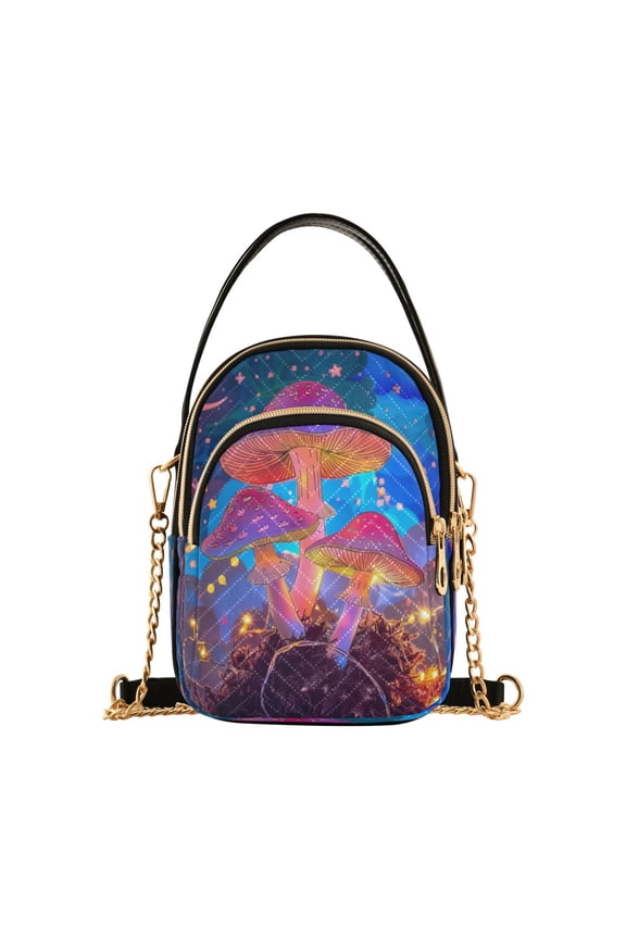 Chain Crossbody Bags for Women Magic Mushroom Stars Moon Shoulder Handbag Phone Purse