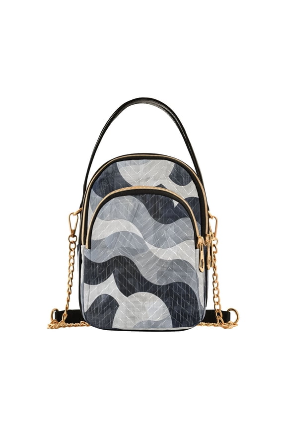 Chain Crossbody Bags for Women Modern Wavy Circles Shoulder Handbag Phone Purse