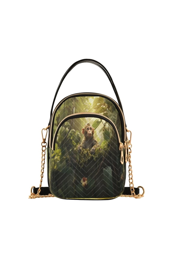 Chain Crossbody Bags for Women Monkey in Forest Shoulder Handbag Phone Purse
