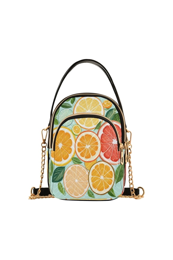 Chain Crossbody Bags for Women Orange Fruits Shoulder Handbag Phone Purse