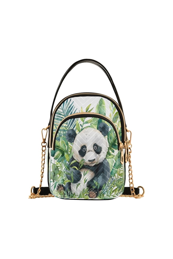 Chain Crossbody Bags for Women Panda in Palm Leaves Shoulder Handbag Phone Purse