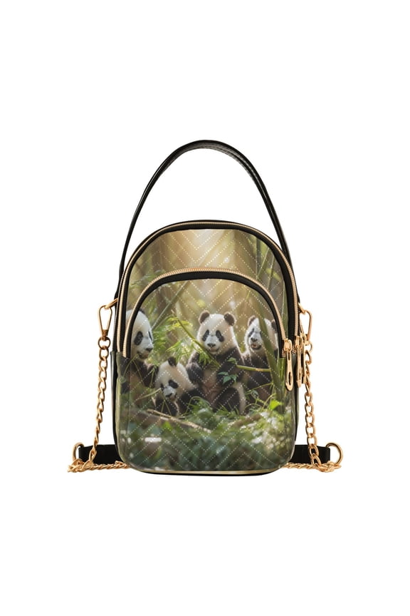Chain Crossbody Bags for Women Pandas on Forest Shoulder Handbag Phone Purse