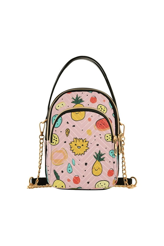 Chain Crossbody Bags for Women Pineapple Fruits Shoulder Handbag Phone Purse