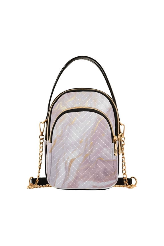 Chain Crossbody Bags for Women Pink and Gold Marble Shoulder Handbag Phone Purse
