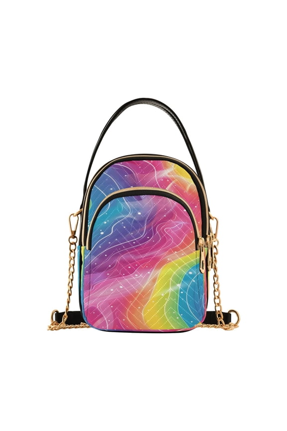 Chain Crossbody Bags for Women Rainbow Illustration Shoulder Handbag Phone Purse