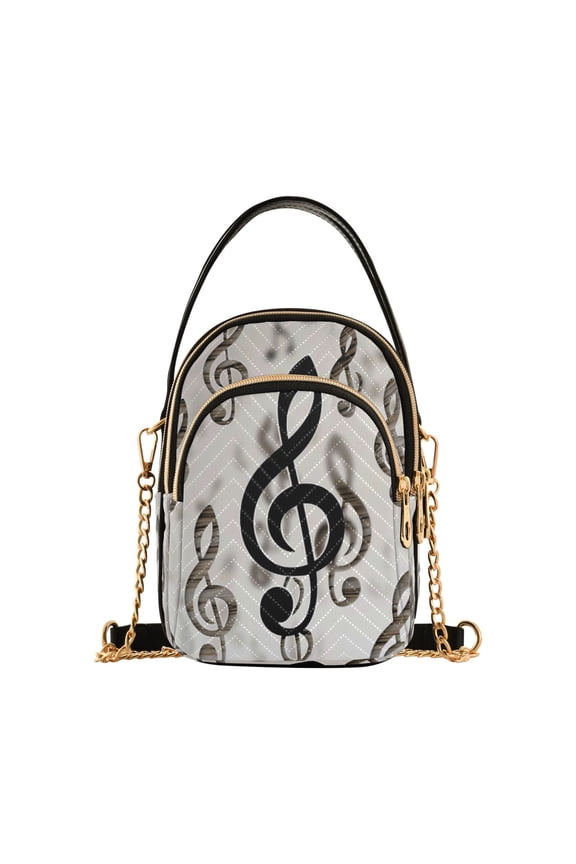 Chain Crossbody Bags for Women Retro Musical Note Shoulder Handbag Phone Purse