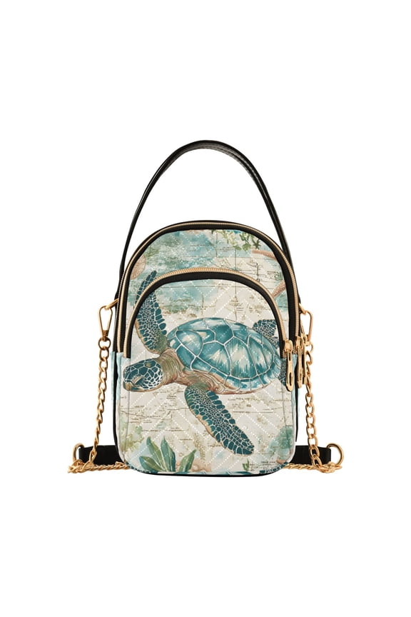 Chain Crossbody Bags for Women Retro Sea Turtle Shoulder Handbag Phone Purse