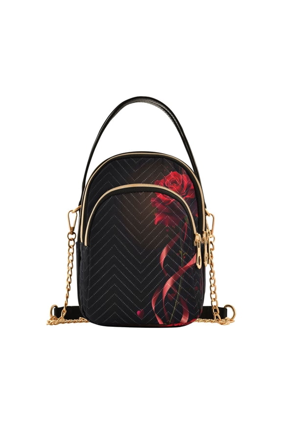Chain Crossbody Bags for Women Rose Flower Shoulder Handbag Phone Purse
