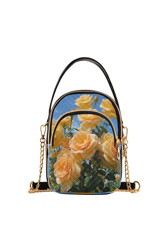 Chain Crossbody Bags for Women Rose Flowers Shoulder Handbag Phone Purse