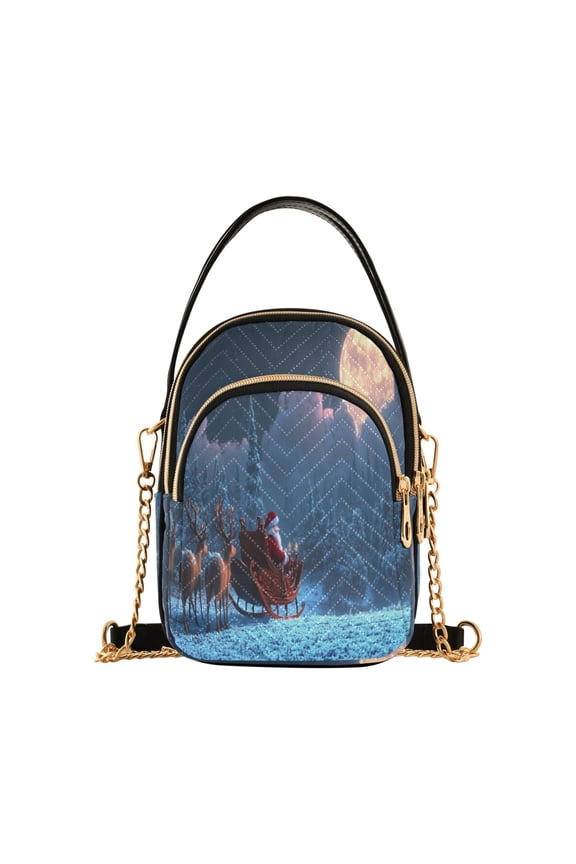 Chain Crossbody Bags for Women Santa Claus in Winter Night Shoulder Handbag Phone Purse