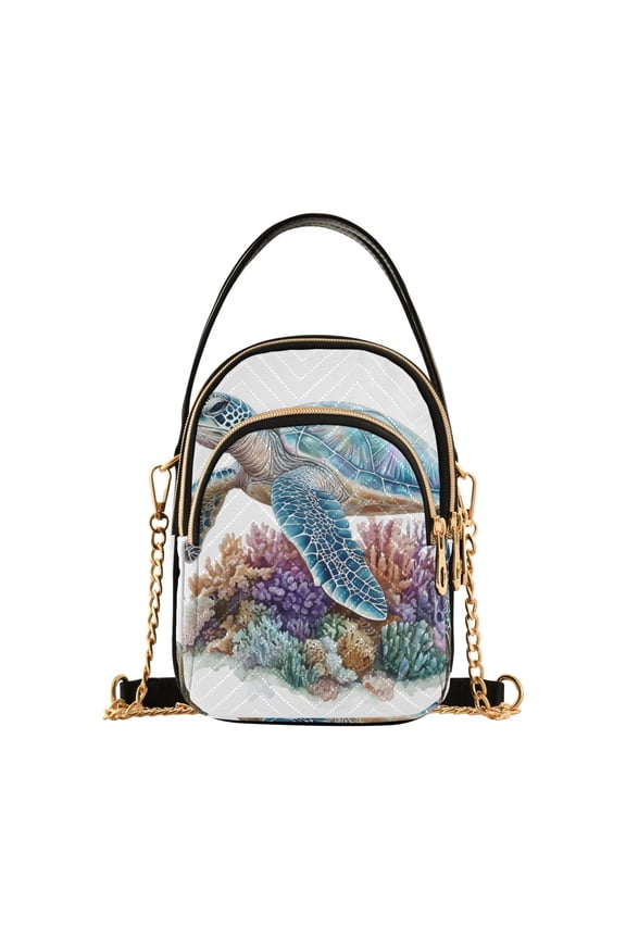 Chain Crossbody Bags for Women Sea Turtle Shoulder Handbag Phone Purse