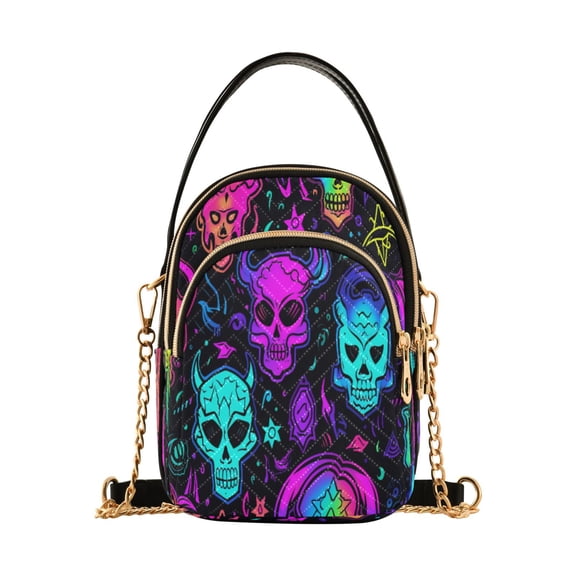 ALAZA Chain Crossbody Bags for Women Skeleton Magical Bohomia Devil Shoulder Handbag Phone Purse