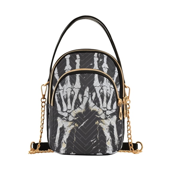 ALAZA Chain Crossbody Bags for Women Skull Hands Shoulder Handbag Phone Purse
