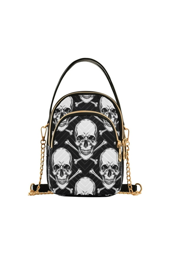 Chain Crossbody Bags for Women Skull Head Shoulder Handbag Phone Purse