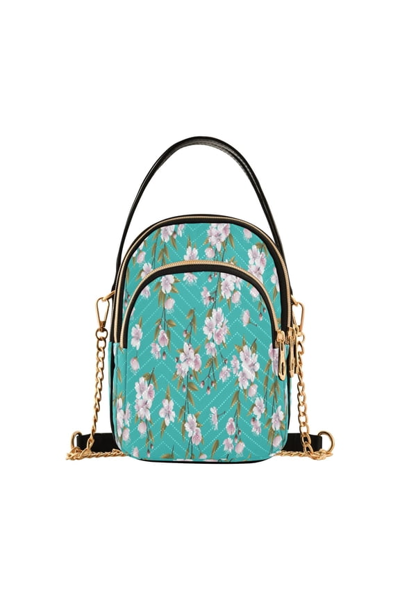 Chain Crossbody Bags for Women Spring Cherry Flowers Shoulder Handbag Phone Purse