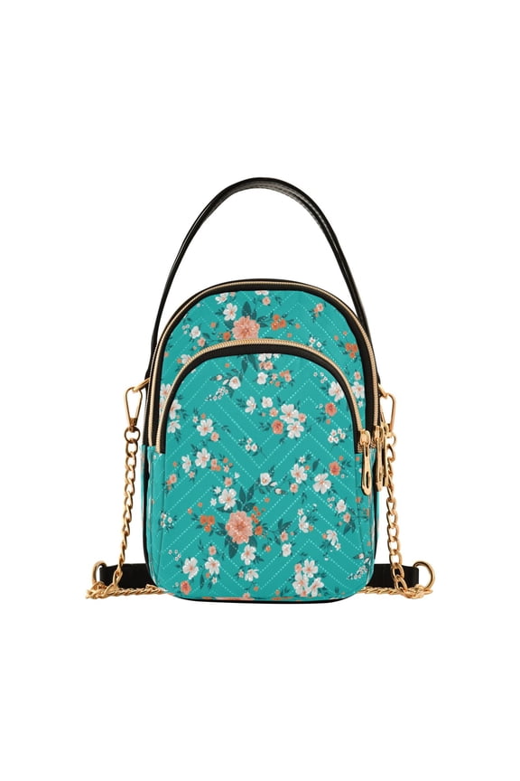 Chain Crossbody Bags for Women Spring Floral Shoulder Handbag Phone Purse