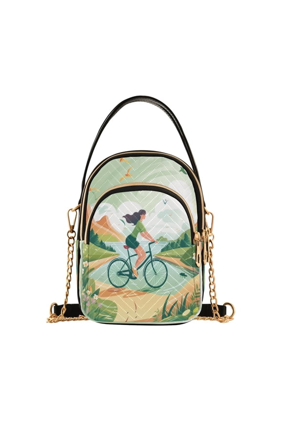 Chain Crossbody Bags for Women Spring Landscape Shoulder Handbag Phone Purse