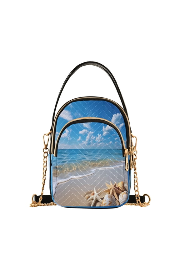 Chain Crossbody Bags for Women Starfish Conch on Beach Shoulder Handbag Phone Purse