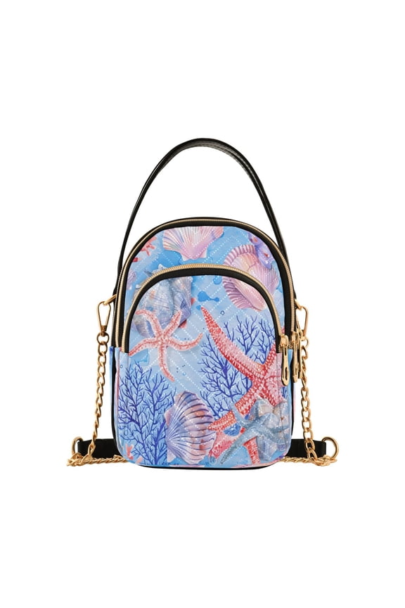 Chain Crossbody Bags for Women Starfish Seashell Conch Shoulder Handbag Phone Purse