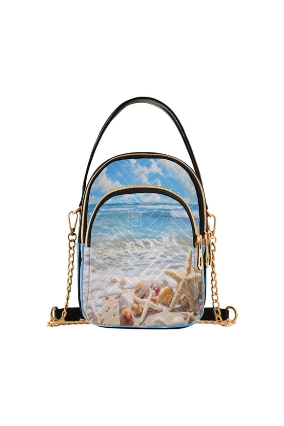 Chain Crossbody Bags for Women Starfish Seashell on Beach Shoulder Handbag Phone Purse