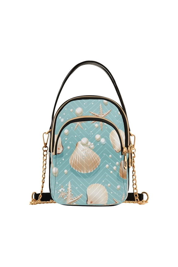 Chain Crossbody Bags for Women Starfish Seashells Shoulder Handbag Phone Purse