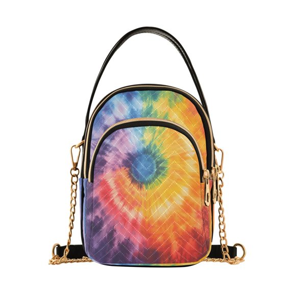 ALAZA Chain Crossbody Bags for Women Swirl Tie Dye Art Print Shoulder Handbag Phone Purse