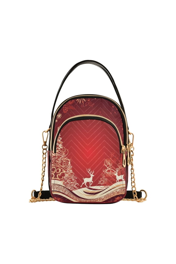 Chain Crossbody Bags for Women Trees and Deers Christmas Shoulder Handbag Phone Purse