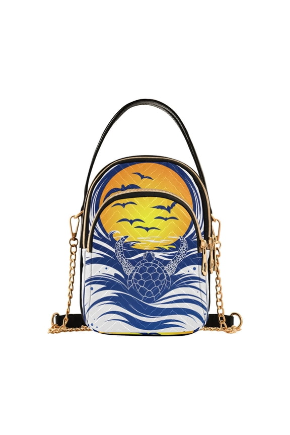 Chain Crossbody Bags for Women Turtle Sunset Shoulder Handbag Phone Purse