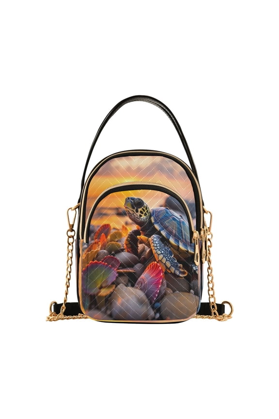 Chain Crossbody Bags for Women Turtle with Sunset Shoulder Handbag Phone Purse