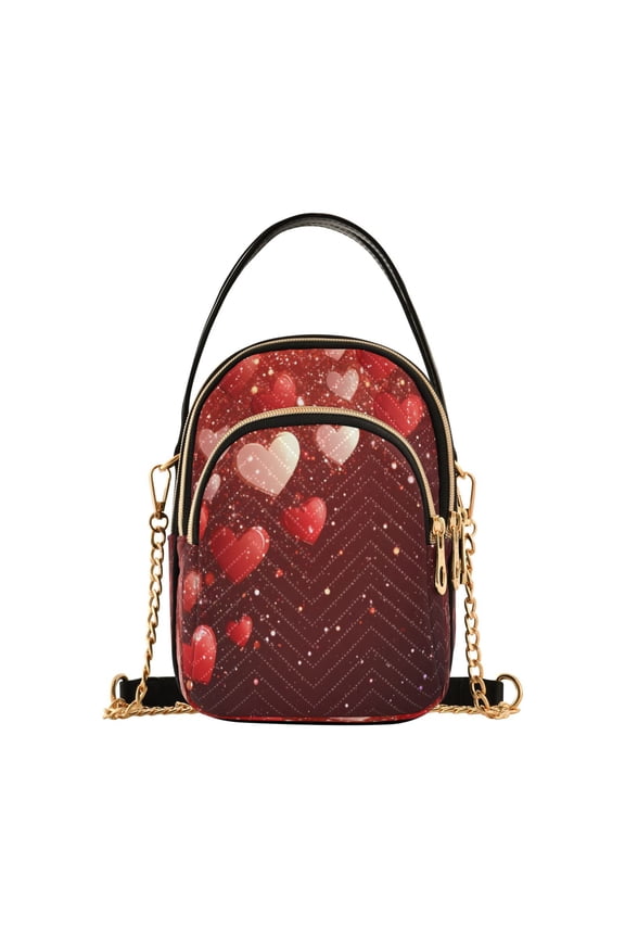Chain Crossbody Bags for Women Valentine Red Heart Shoulder Handbag Phone Purse