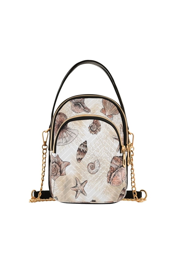 Chain Crossbody Bags for Women Watercolor Seashells Shoulder Handbag Phone Purse