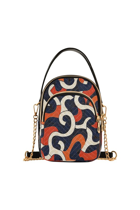 Chain Crossbody Bags for Women Wave Lines Shoulder Handbag Phone Purse