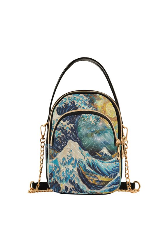 Chain Crossbody Bags for Women Wave Shoulder Handbag Phone Purse