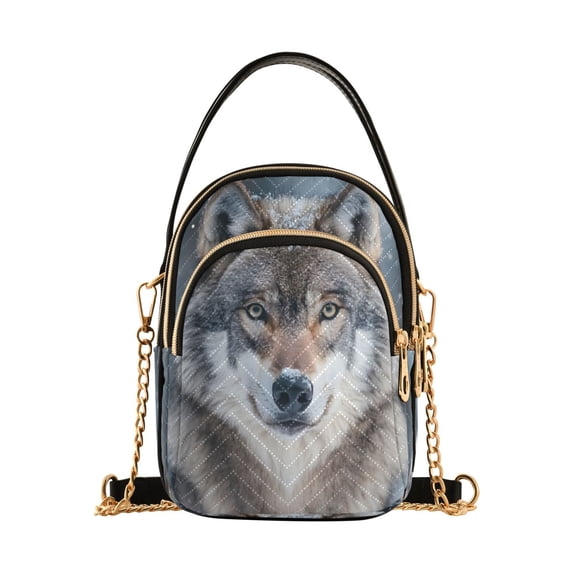 ALAZA Chain Crossbody Bags for Women Wolf in Winter Pattern Shoulder Handbag Phone Purse