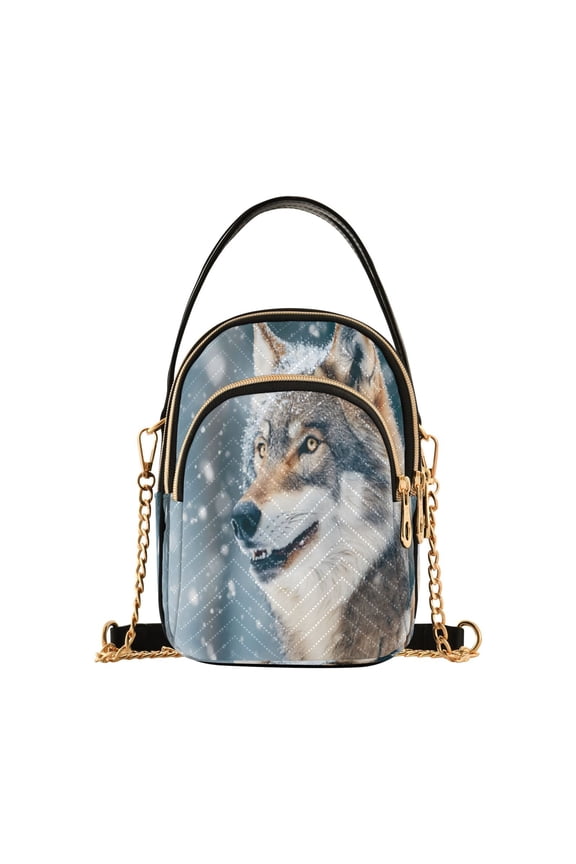 Chain Crossbody Bags for Women Wolf in Winter Shoulder Handbag Phone Purse