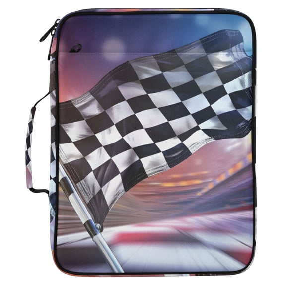 ALAZA Checkered Flag Pattern Expanding Accordion File Folder 3 Ring Zipper Organizer Portable Document Binder Bag