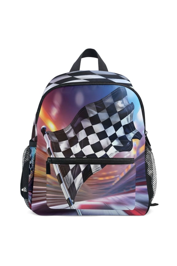 Checkered Flag Pattern School Backpack Student Bookbag Mini Bag