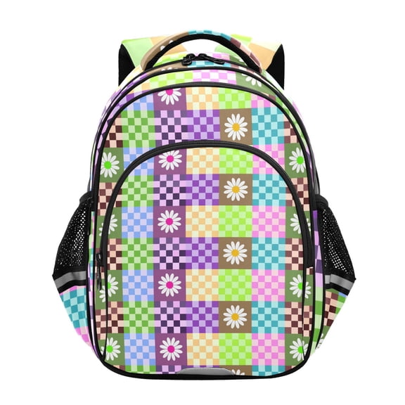 ALAZA Checkered Floral School Backpack Elementary Bag Bookbag Travel Rucksack