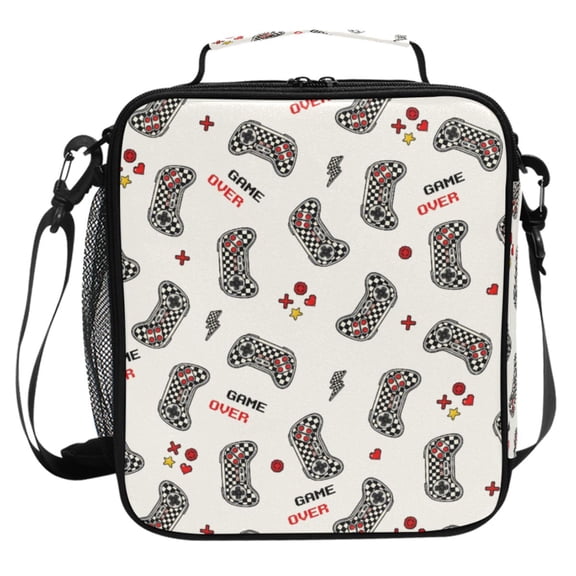 ALAZA Checkered Game Controller Lunch Box Insulated Cooler Lunch Bag with Shoulder Strap Meal Prep Tote